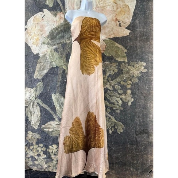 NWT! Anthropologie The Fleur Strapless Satin Maxi Slip Dress Size XL 🟤 - Picture 6 of 8